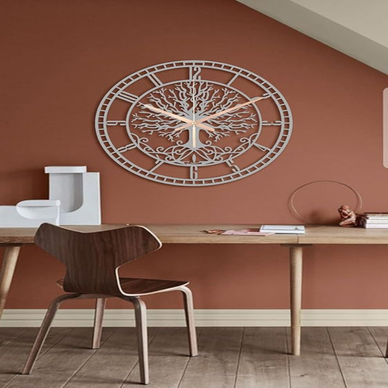 Horloge murale ronde en métal Tree Of Life