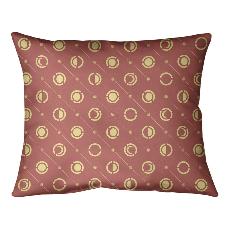 Noira Gothard Two Colour Moon Phases Lumbar Pillow - Spun Polyester, 10"H x 14"W, Down/Feather, Red/Yellow