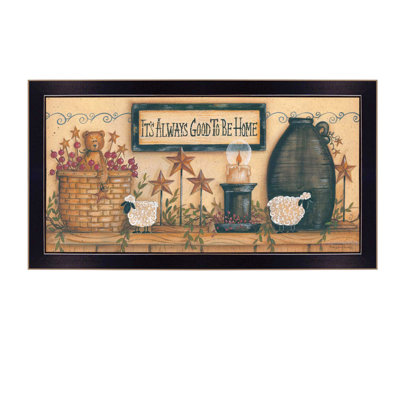 "It's Always Good To Be Home" By Mary June, Printed Wall Art, Ready To Hang Framed Poster, Black Frame