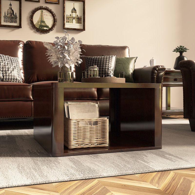 Square Coffee Table For Living Room, Dark Brown