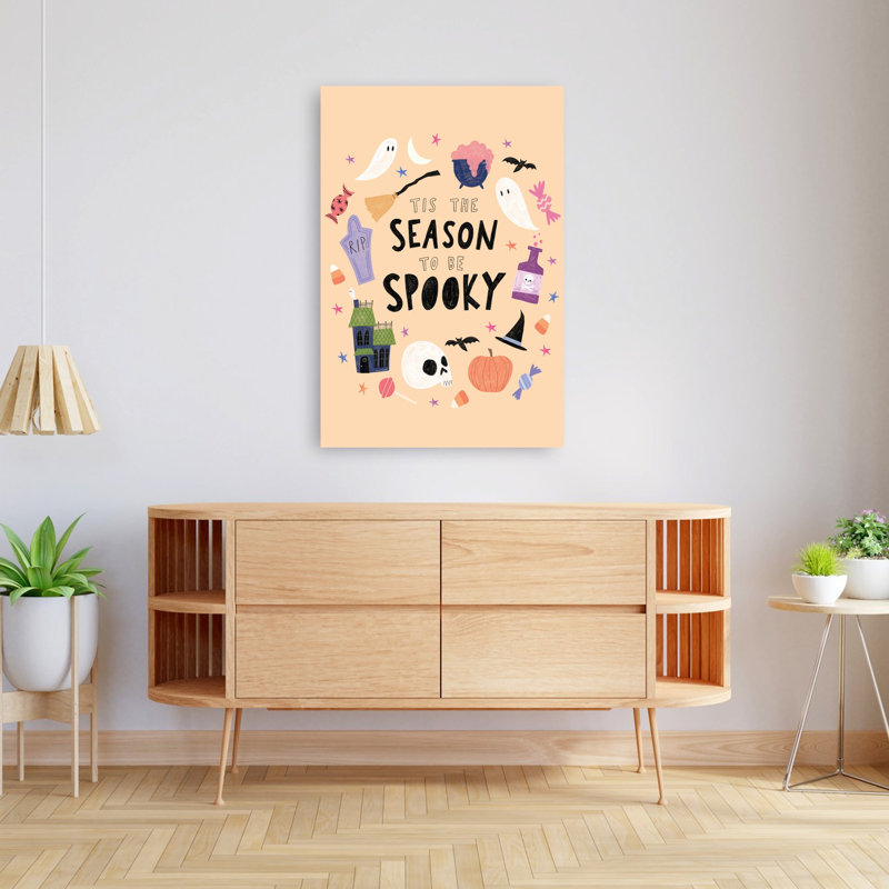 Art mural contemporain fantaisiste «Season To Be Spooky Playful», 48" H x 32" W