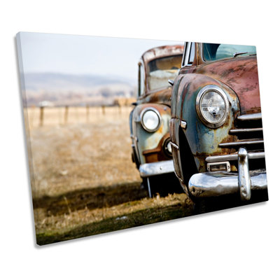 Rusty Old Vintage Cars - Wrapped Canvas Print