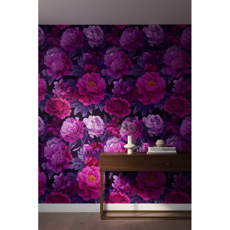 Papier peint floral mauve moderne