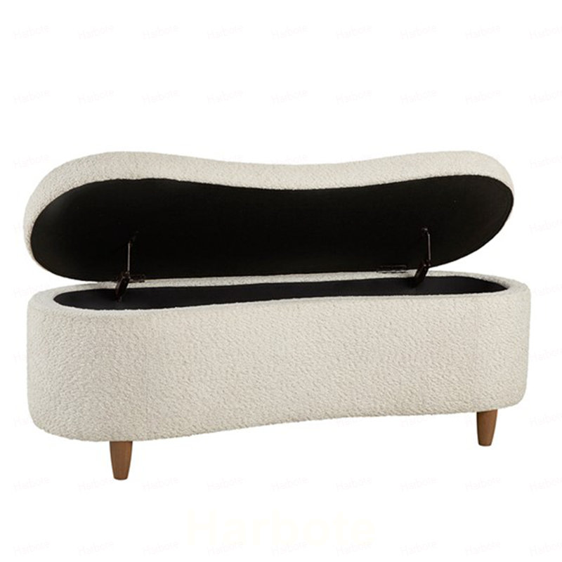 Banc de rangement Boucle crème Voir ci-dessous, White