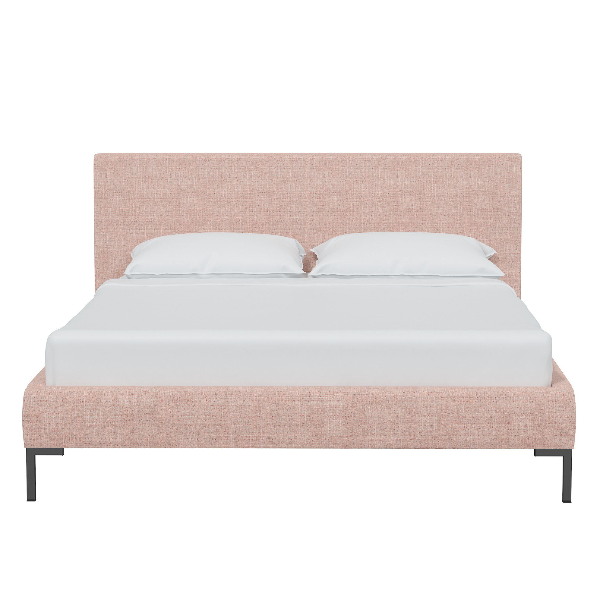 Rand Upholstered Bed, Zuma Rosequartz Textured Linen, Black Wood, King