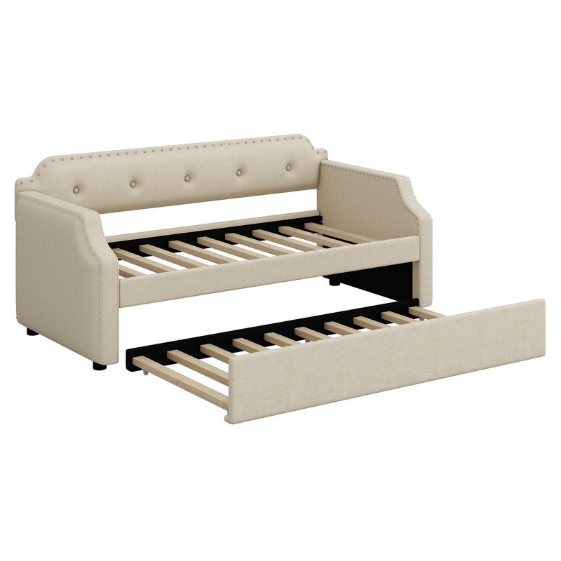 Lit de jour rembourré avec couchette, Beige