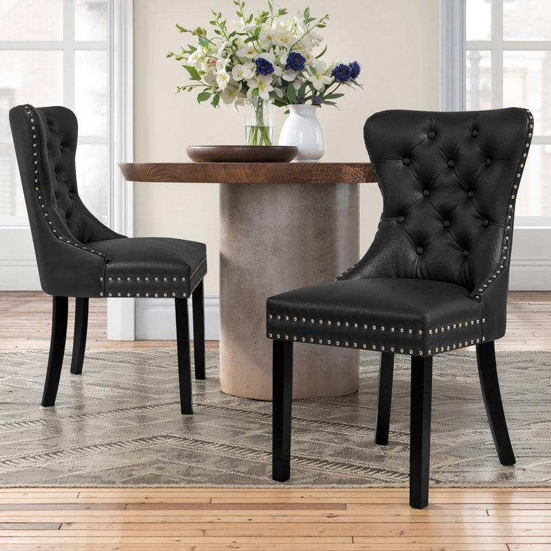 Chaise parsons rembourrée Seita, Noir / Noir, 2
