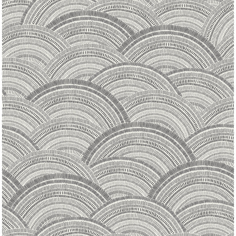 Papier peint géométrique Encircle Indigo, Noir
