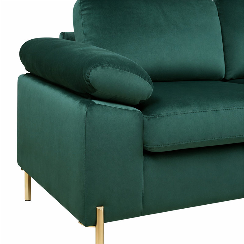 Canapé modulaire en velours avec méridienne Shannon, Vert