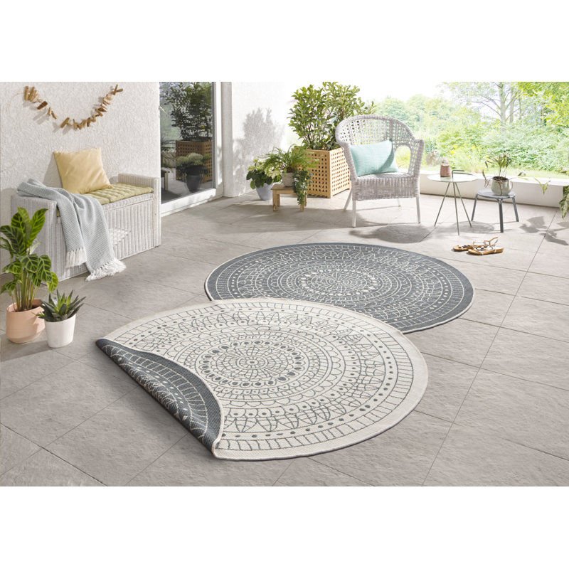 Porto Grey/Cream Reversible Rug, Round 200cm