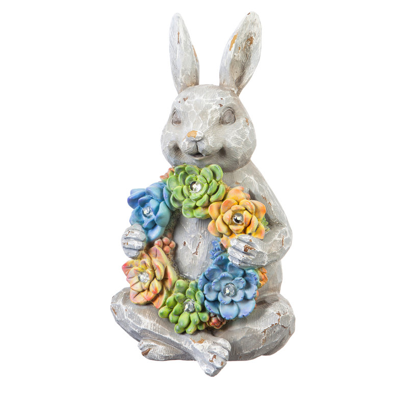 Statue de jardin de lapin succulent solaire Jahiem
