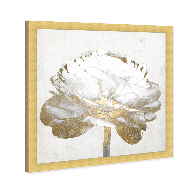 Gold And Light Floral " Gold And Light Floral II White " by Oliver Gal Painting Print, Gold, 18" H x 18" W