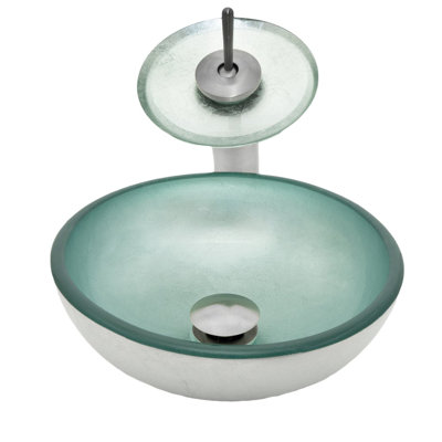 Lavabo de salle de bain vasque circulaire en verre avec robinet