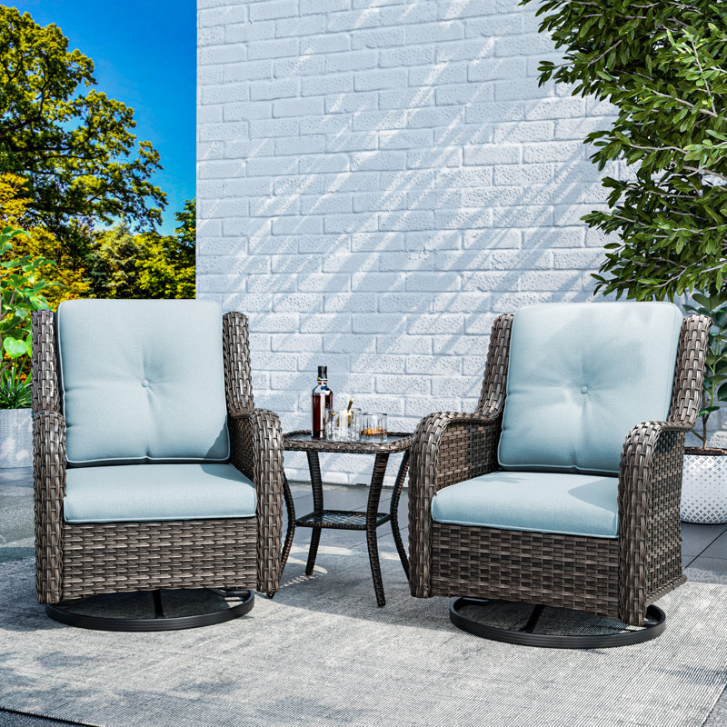 Tapan Wicker 2 - Person Patio Conversation Set with Cushions, Sky Blue