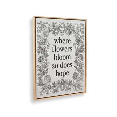 «Where Flowers Bloom», reproduction d'art avec lettres et lignes