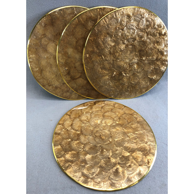 Ensemble de napperon rond 4 pièces Capiz, Ambre