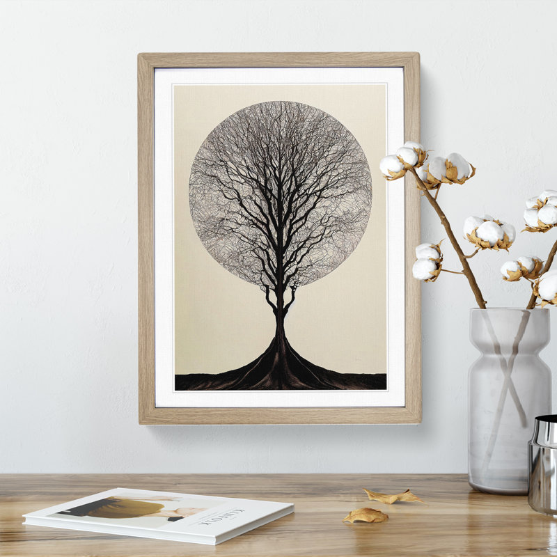 Antique Tree No.7 - Single Picture Frame Print, 34cm H x 25cm W x 2cm D, Oak Framed