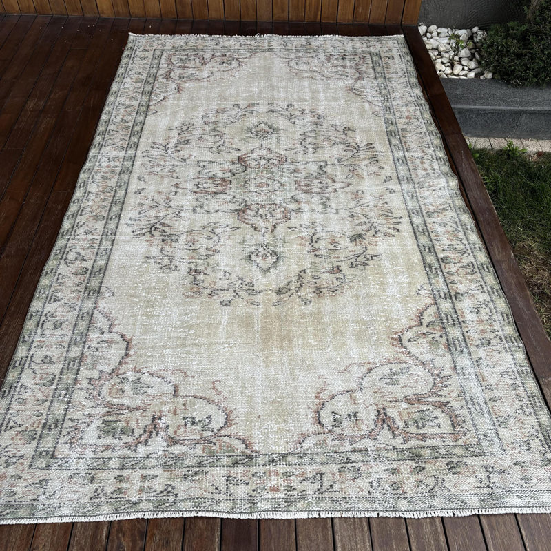 Grand tapis Oushak turc moderne et minimaliste en laine, idéal pour les chambres à coucher et les espaces de vie