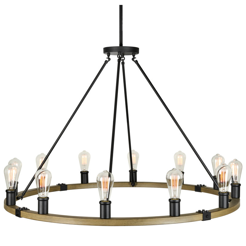 Banwarilal Dimmable Chandelier, Smoked Birch Wood Style