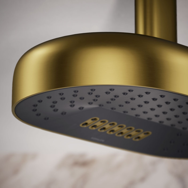 Statement Oblong 14 in. Two-Function 1.75 Gpm Rainhead With Katalyst Air-Induction Technology, Vibrant Brushed Moderne Brass