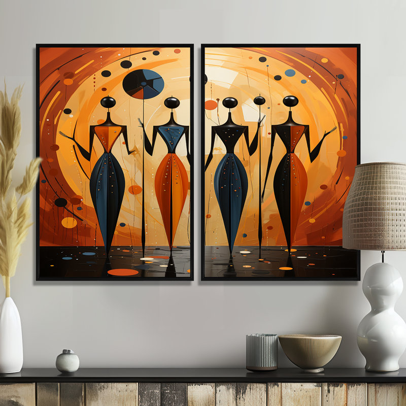 Art africain sur toile, "African Soulful III", Black, 36" H x 48" W, Impression encadrée flottante