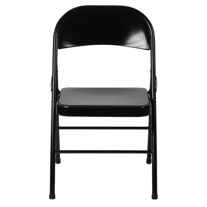 Double Braced Metal Folding Chair, Black