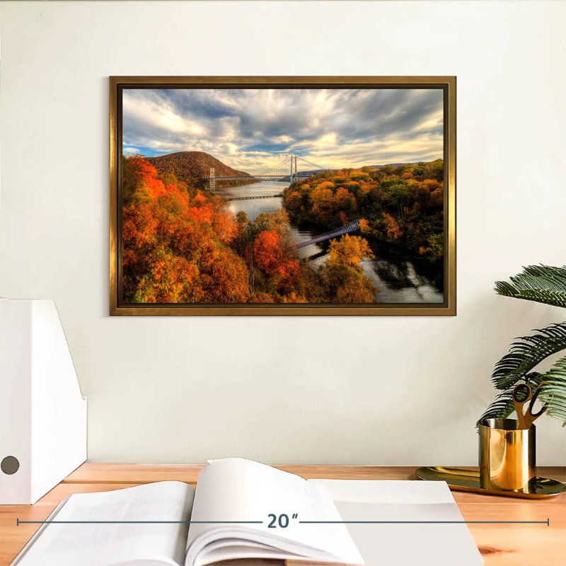 Hudson River, Floating Frame Gold, 13" X 9"