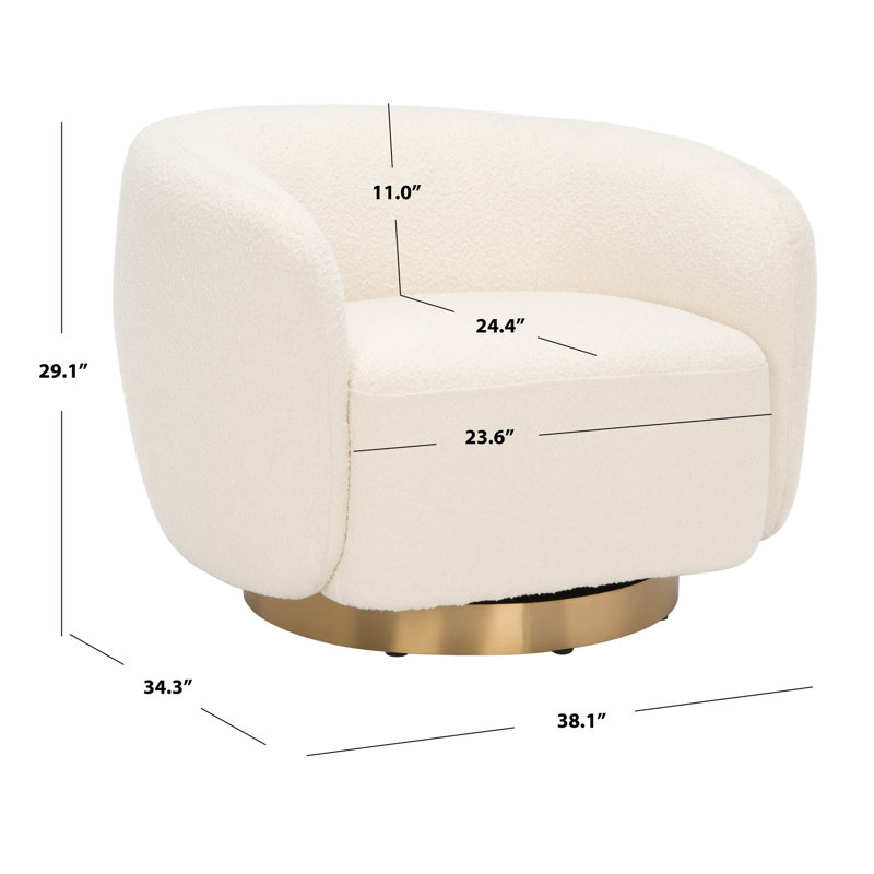 Taiquan Upholstered Swivel Armchair, Ivory Polyester
