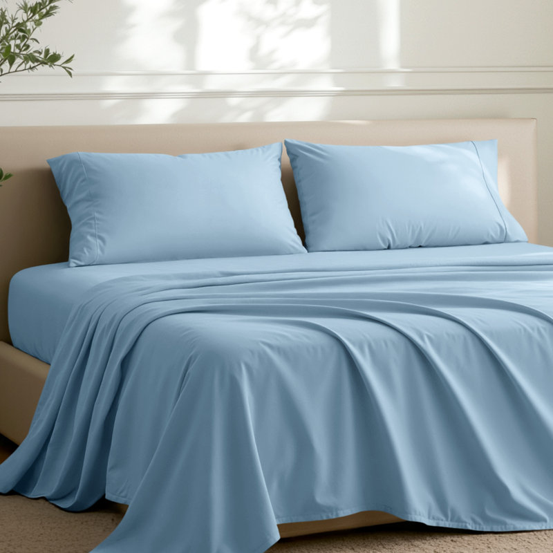 Microfiber Pillowcase Set Envelope Closure, Queen Pillow Case, Light Blue