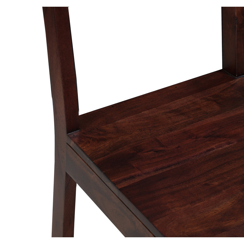 Chaises de salle à manger Chaliyah en bois massif à dossier à lattes de 39 po brun foncé (ensemble de 2), Medium Wood