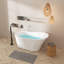 Baignoire autoportante 59 po en acrylique, baignoire autoportante moderne autonome, drain en nickel brossé et trop-plein de conception linéaire minimaliste incluse, certifiée Cupc