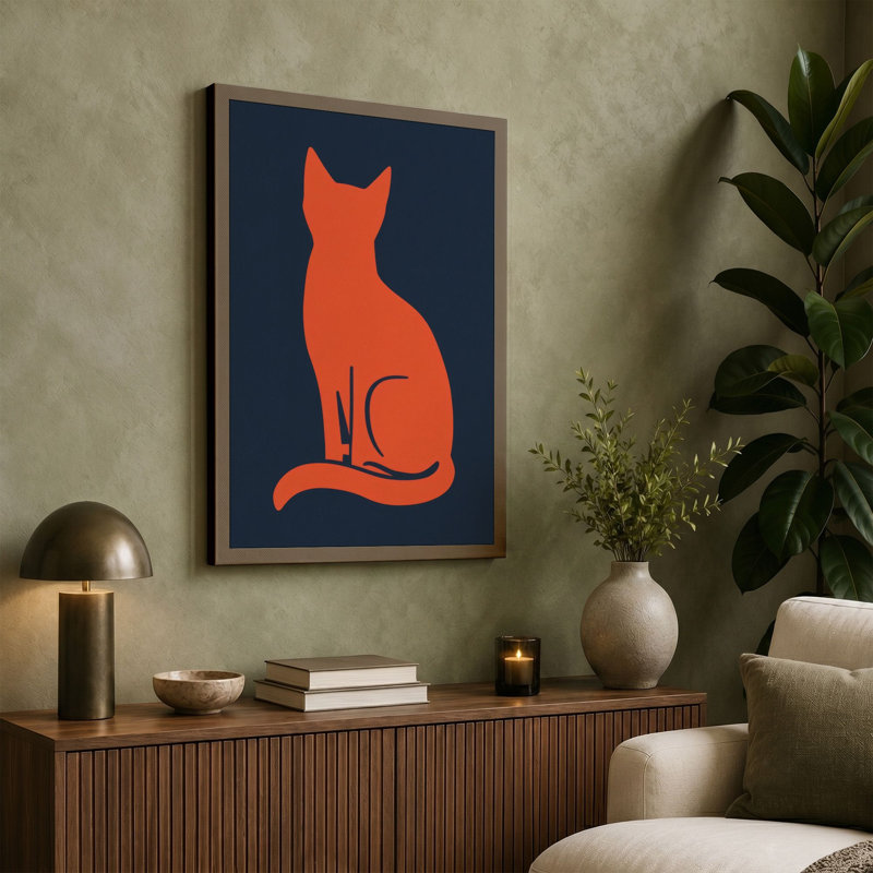 Silhouette in Red Minimalist - Wrapped Canvas, 18x12 - 45.7 x 30.5 cm, Taupe Border