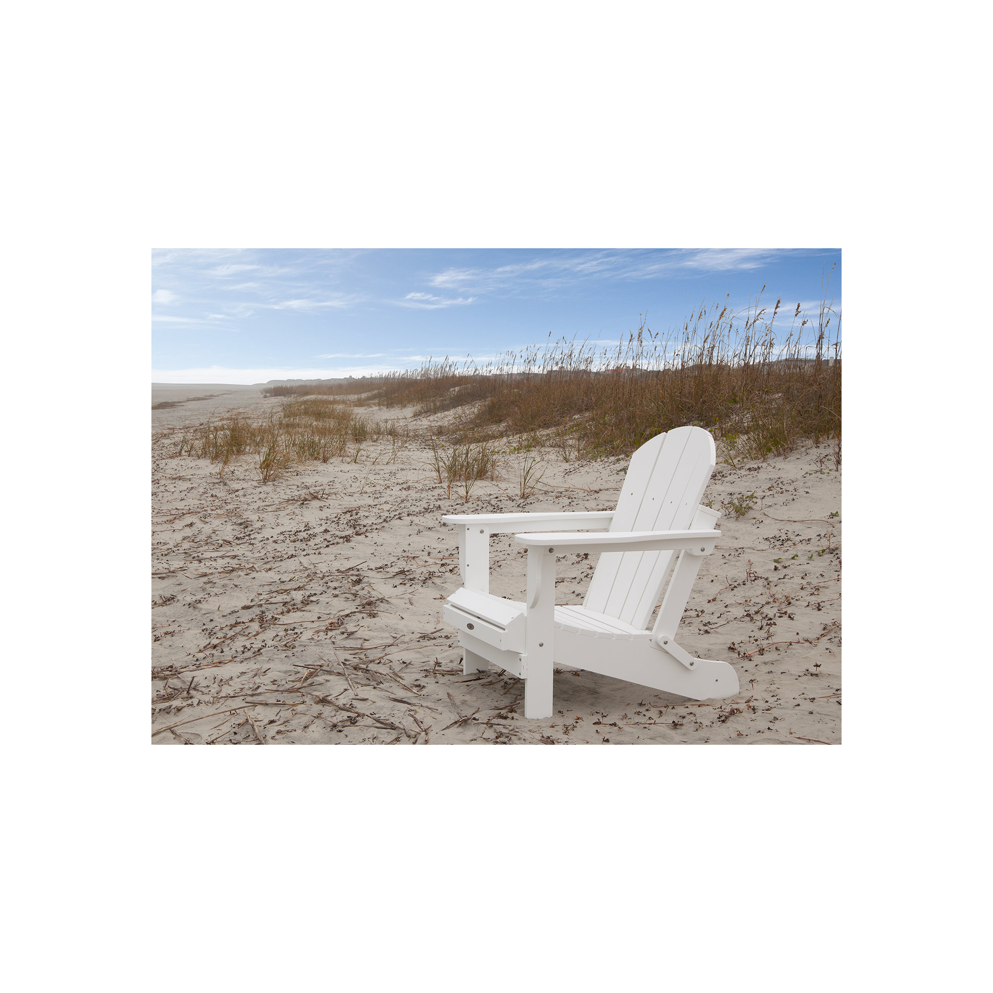Berngar Foldable Outdoor Adirondack Chair, White