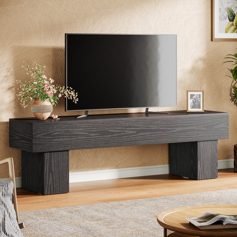 63" TV Stand, Farmhouse Entertainment Center, Black