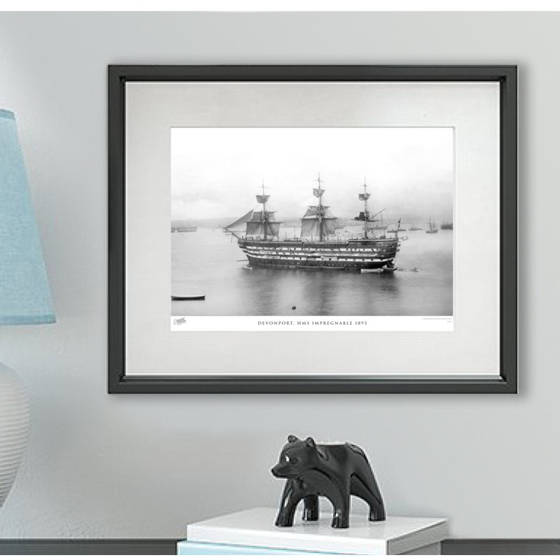 Devonport, HMS Impregnable 1893 - Single Picture Frame Print, 60cm H x 80cm W x 2.3cm D