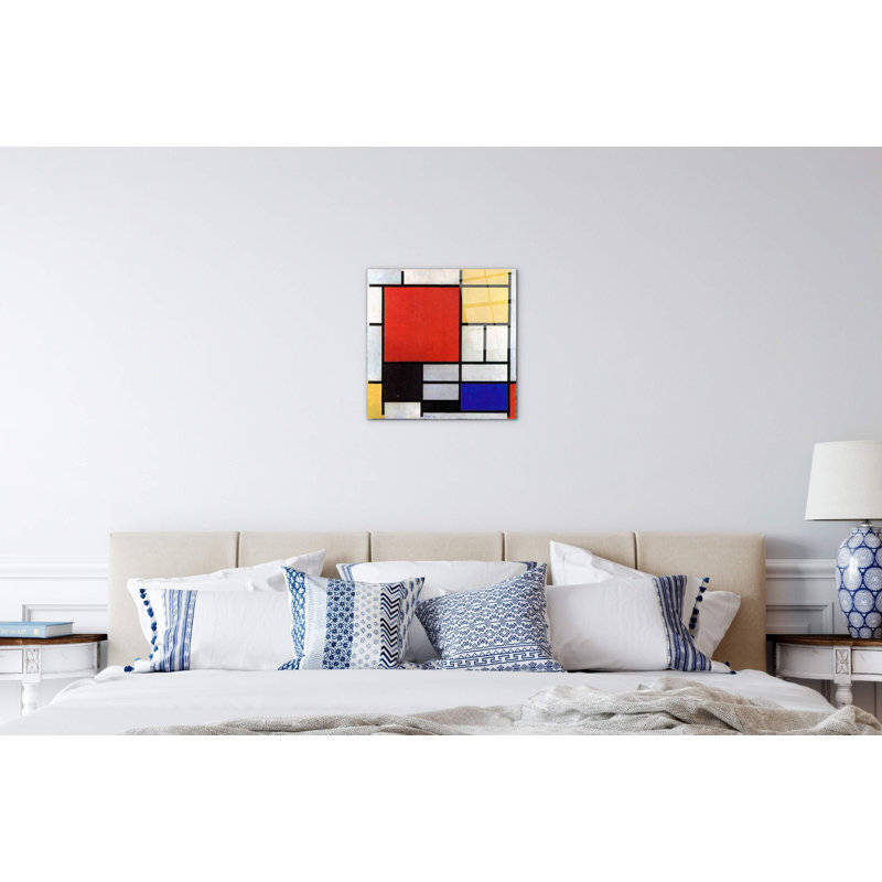 Composition 1921 by Piet Mondrian 58x58 Cm Frameless Panel Lightweight Ready to Hang, CrystalArt