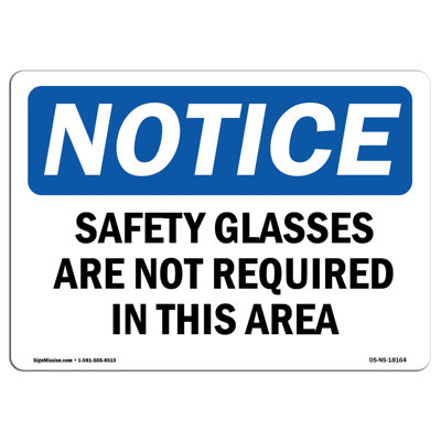 Safety Glasses are Not Required in This Area Sign