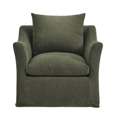 Edmonson Slipcovered Linen Blend Armchair In Sage