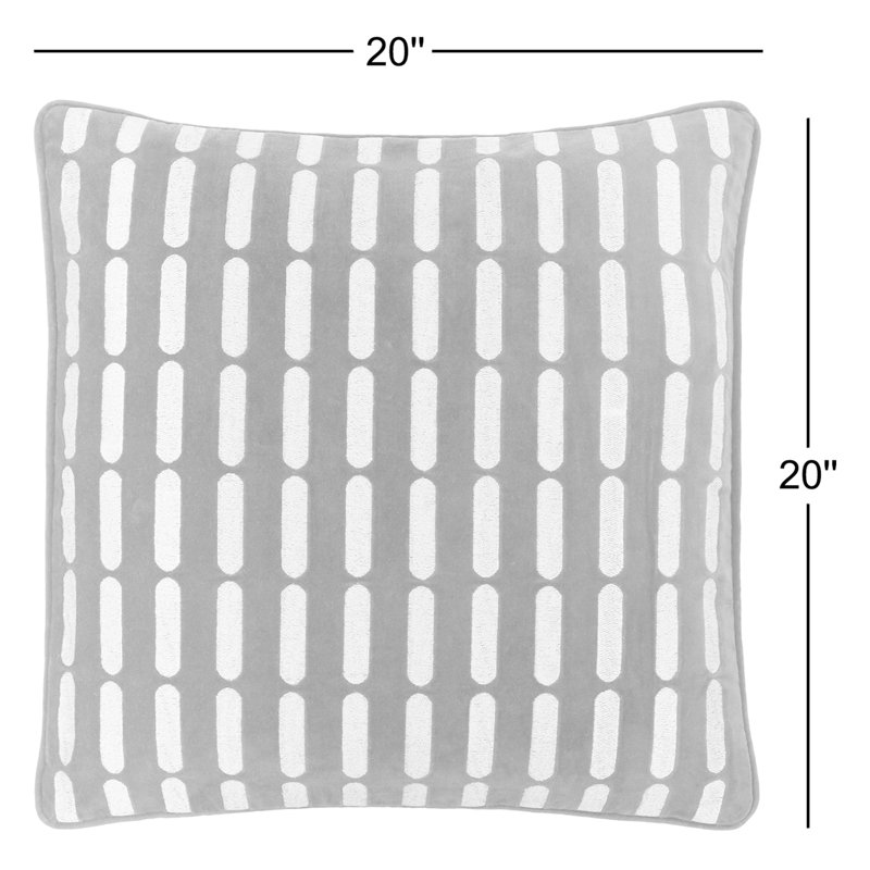 Coussin carré 100% coton Usman, H 20 po x l 20 po, Vert/blanc, Polyester/ Bourre en polyester