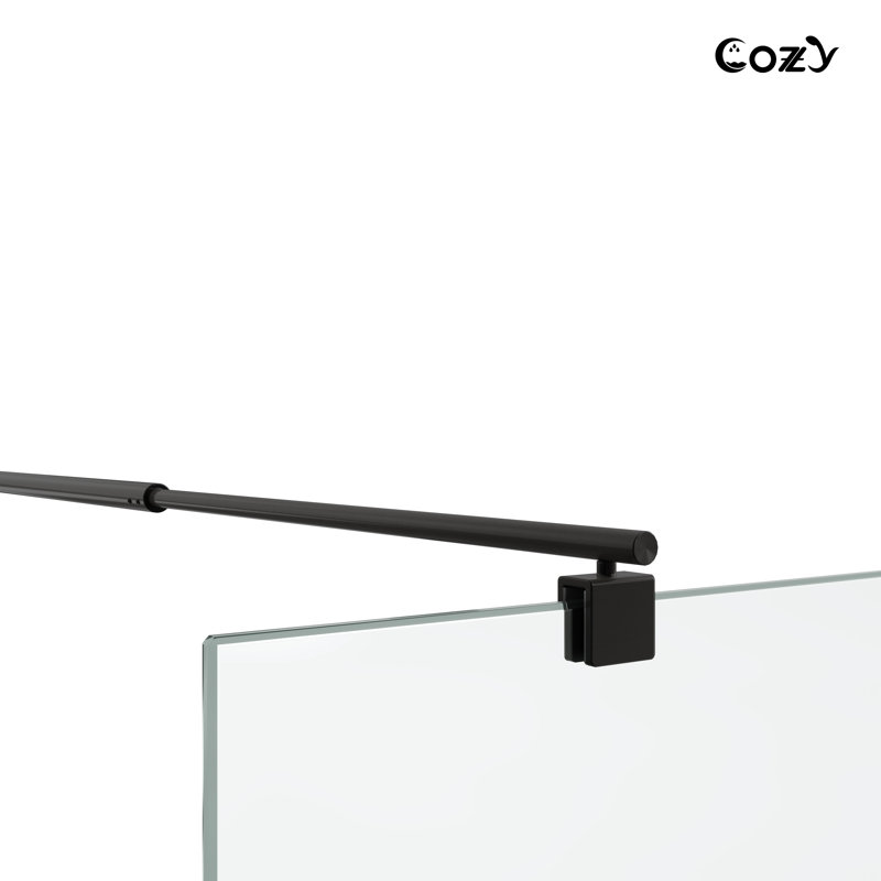 24"W x 76"H Fully Frameless Single Fixed Shower Panel, Matte Black
