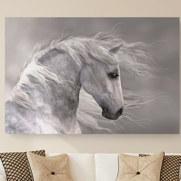 «The Majestic White Stallion», reproduction sur toile 48 x 32 x 1,5 po