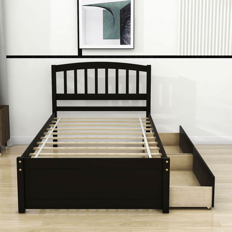 Twin Storage Platform Bed with Drawers, Espresso
