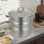 Casserole à vapeur à 3 niveaux en acier inoxydable avec couvercle visuel-134663857-134663858