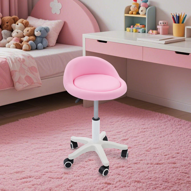 Tabouret de bureau réglable à roulettes, Rose