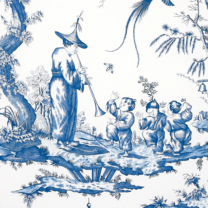Shengyou Toile Wallpaper, Blue