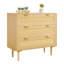 Commode à tiroirs en rotin naturel avec poignées en métal et pieds en bois