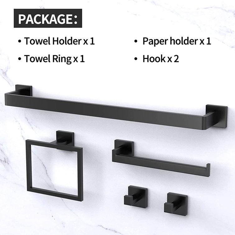 Hagies 6V-9T4I-F9R31 5 - Piece Bathroom Hardware Set Finish: Matte Black