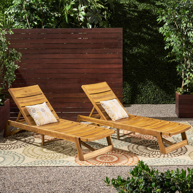 Chaise longue 2 - fini bois, finition, délice extérieur, l 25,74 po x P 78,75 po, H 12,50 po, teinte jaune brun, Jaune / brun