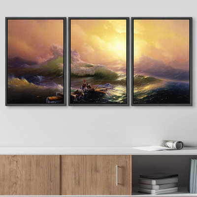 Coastal Beach " The Ninth Wave By Hovhannes Aivazovsky Oil Painting Fine Art Reproduction Scenic " 3 - Pieces