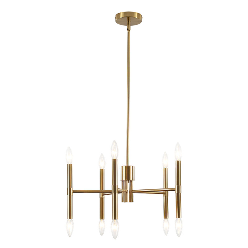 Lustre style campagne moderne 10 lumières dorées, Doré